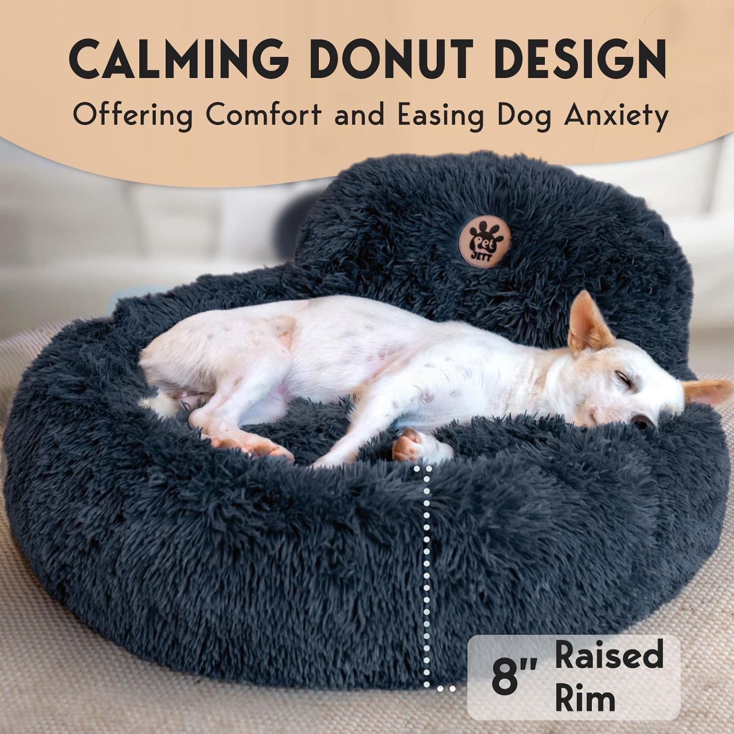 PetJett Calming Dog Bed Medium Size Dog - 30'' Donut Bed - Image 4