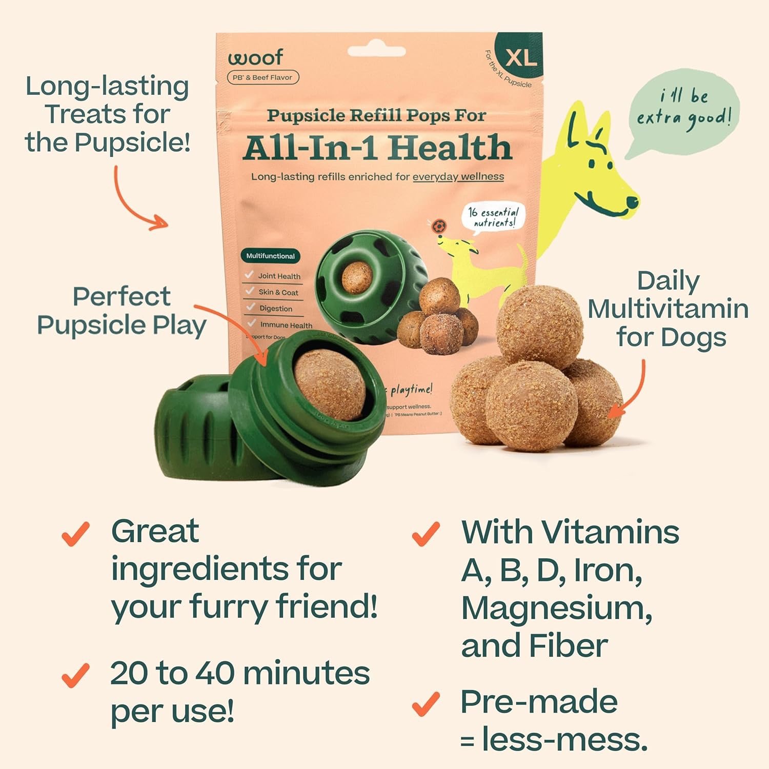 WOOF Pupsicle Refill Pops for All-in-1 Health (XTRA LRG) - Image 3